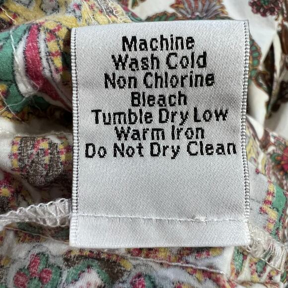 CAbi Womens A Line Midi Skirt Paisley Print Button Accent Beige Red Green Size 8 - Picture 8 of 8